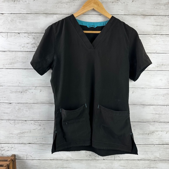 Lot of 4 Carhartt Force Scrub Shirt Women‎ Small Pockets Short Sleeve Black Worn - Picture 8 of 13